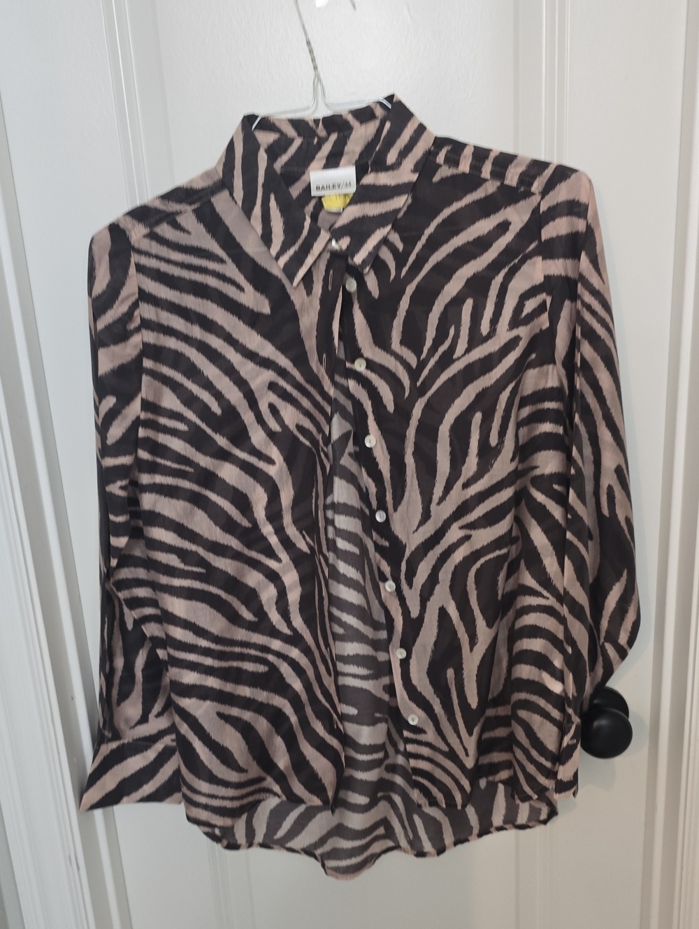 Bailey 44 Black and Taupe Zebra-Print Button Down Shirt